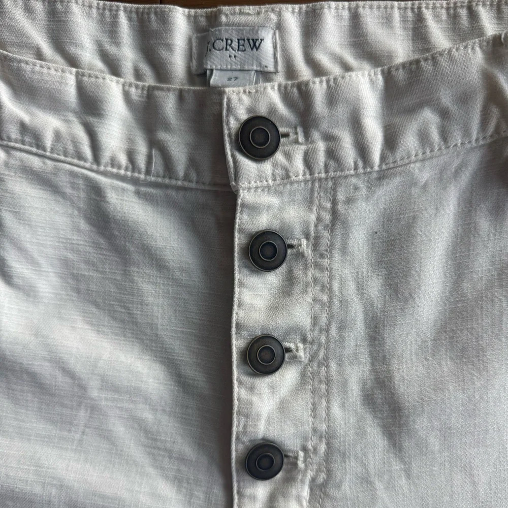 J. Crew High Rise Button Fly Wide Leg Cropped Cotton Textured Jeans 27 medium
